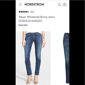 Citizens of Humanity Racer Crop Jeans Sz 31